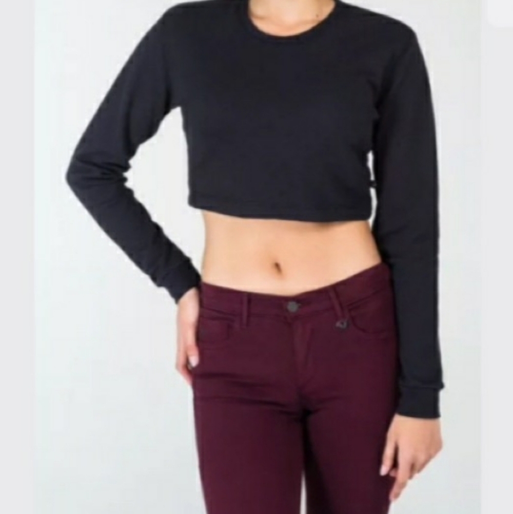 True Religion Women's Cropped Black Sweatshirt Sz X-Small